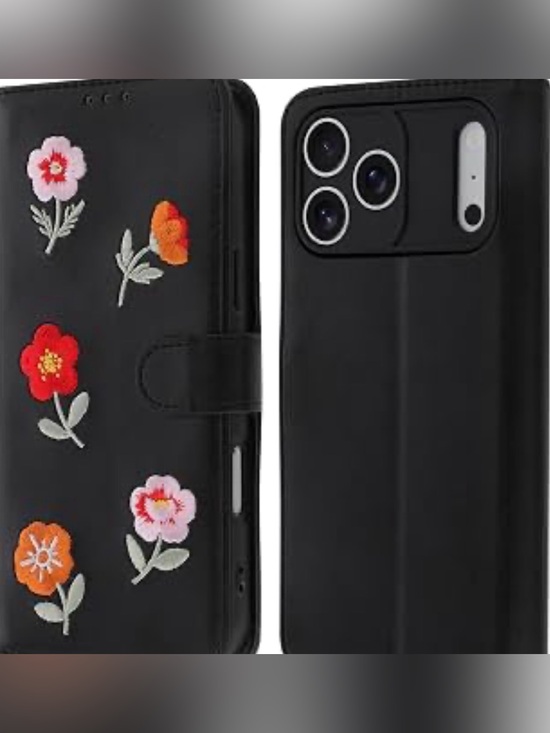 Other - Floral Embroidered Black Wallet iPhone 18 pro max case